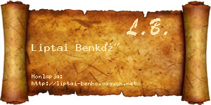 Liptai Benkő névjegykártya